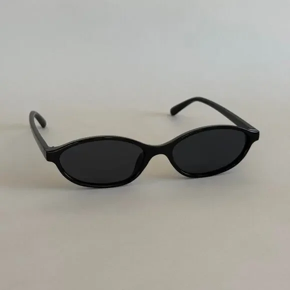 Y2K Black Cat Eye Sunglasses Black Lens Unisex Retro Streetwear UVA UVB - Picture 2 of 8